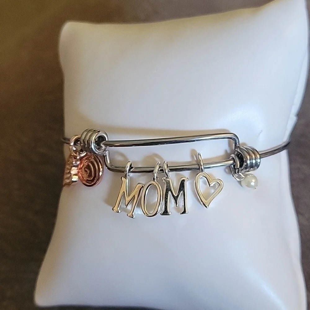 UNWRITTEN Mom Heart Charm Bangle Bracelet